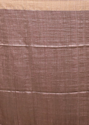 Brown Handloom Matka Pure Silk Saree With Blouse Piece