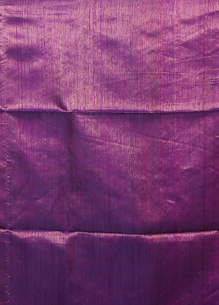 Purple Handloom Matka Pure Silk Saree With Blouse Piece