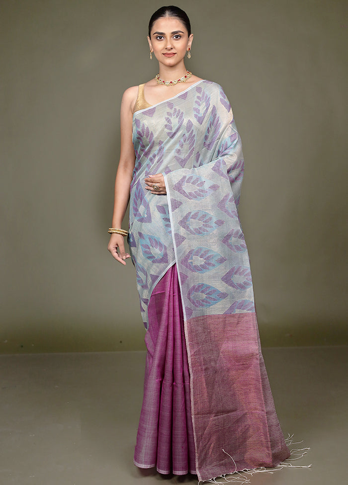 Blue Handloom Matka Pure Silk Saree With Blouse Piece