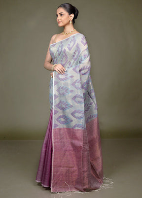 Blue Handloom Matka Pure Silk Saree With Blouse Piece