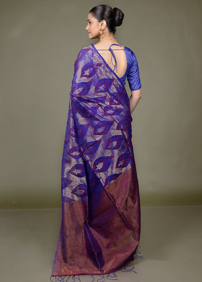 Purple Handloom Matka Pure Silk Saree With Blouse Piece