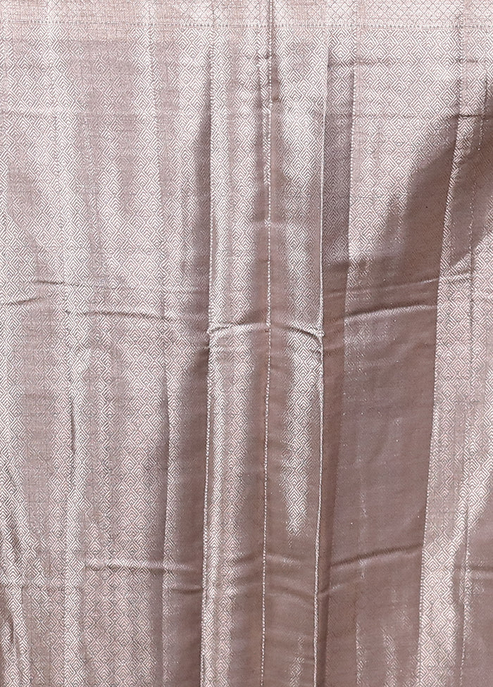 Grey Handloom Dupion Pure Silk Saree With Blouse Piece