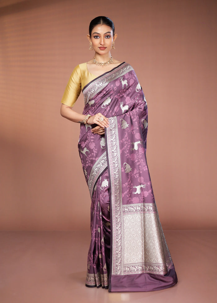 Purple Tanchoi Silk Saree With Blouse Piece