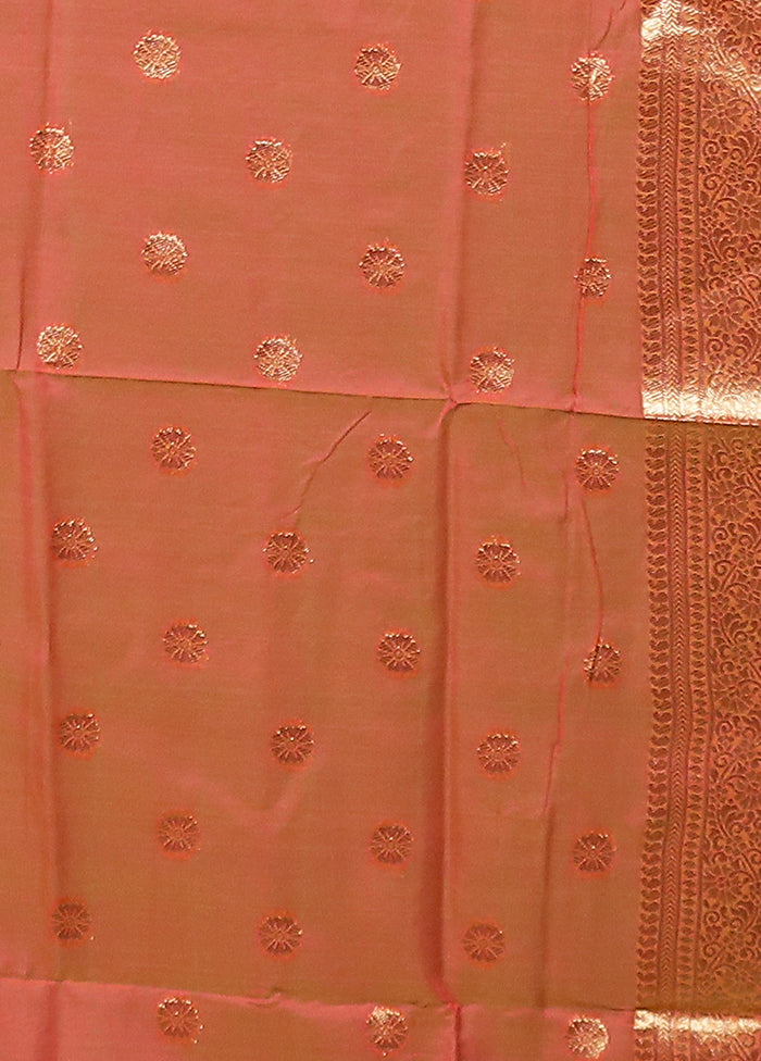 Rust Kora Silk Saree With Blouse Piece