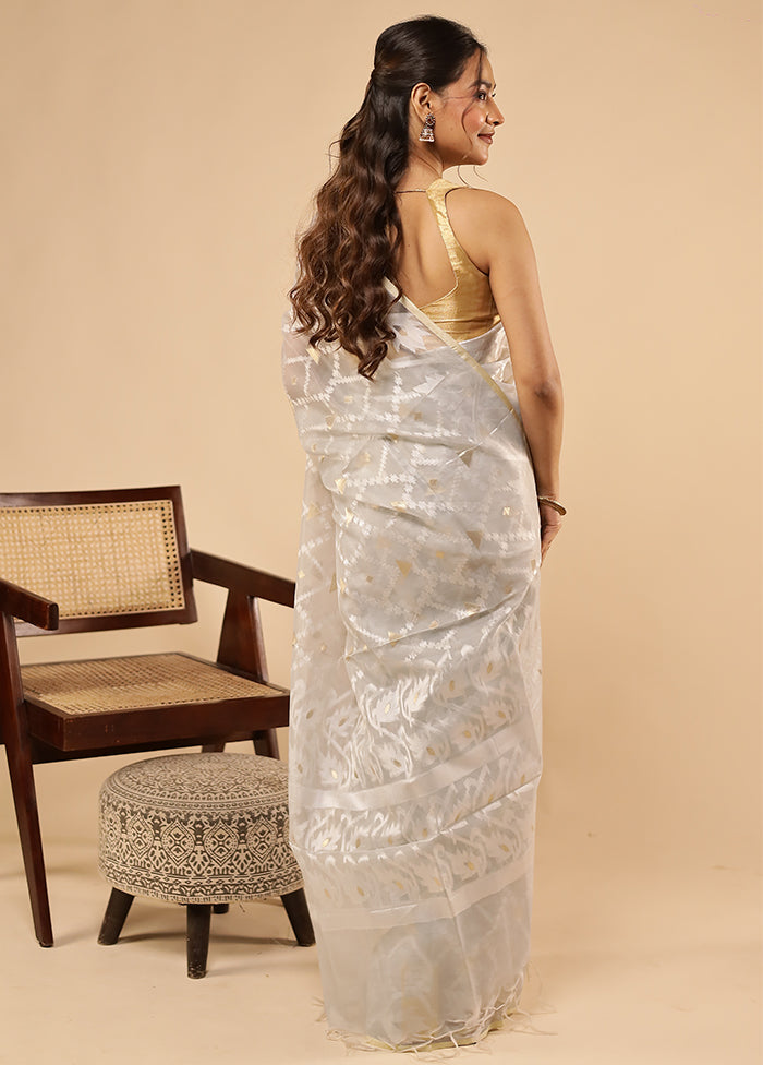 Grey Organza Saree With Blouse Piece