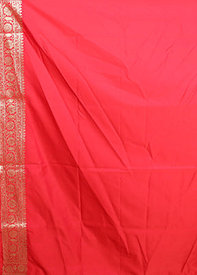Red Handloom Banarasi Pure Silk Saree With Blouse Piece