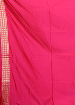 Pink Handloom Banarasi Pure Silk Saree With Blouse Piece