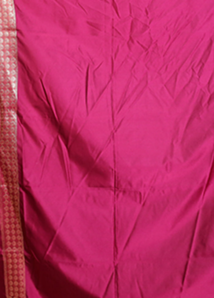 Purple Handloom Banarasi Pure Silk Saree With Blouse Piece