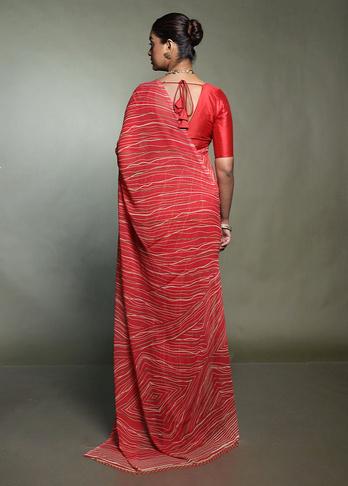 Pink Chiffon Silk Saree With Blouse Piece