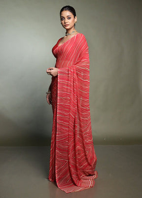 Pink Chiffon Silk Saree With Blouse Piece