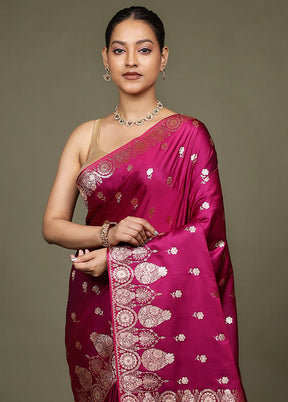 Purple Banarasi Silk Saree With Blouse Piece