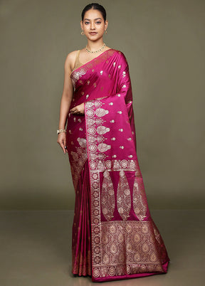 Purple Banarasi Silk Saree With Blouse Piece