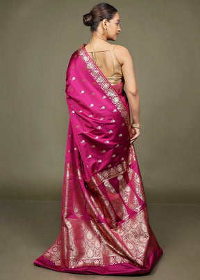 Purple Banarasi Silk Saree With Blouse Piece