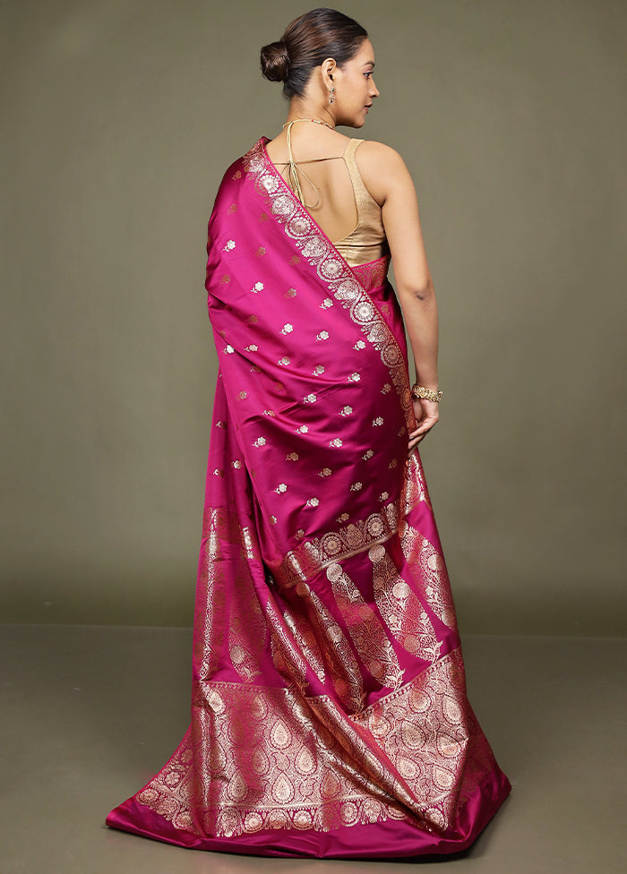 Purple Banarasi Silk Saree With Blouse Piece