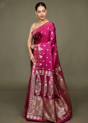 Purple Banarasi Silk Saree With Blouse Piece