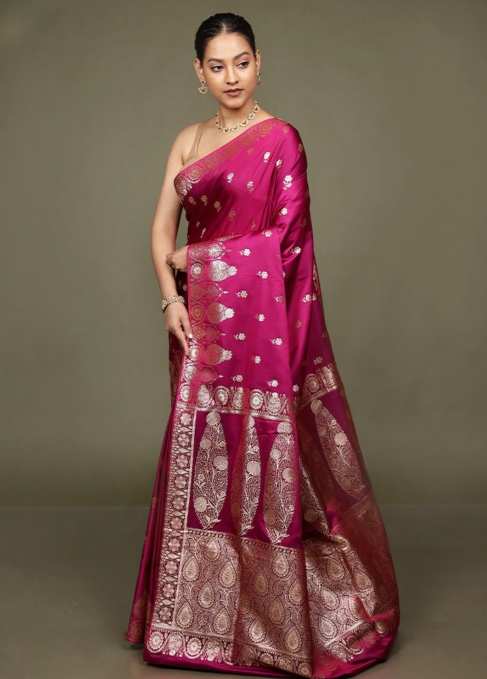 Purple Banarasi Silk Saree With Blouse Piece
