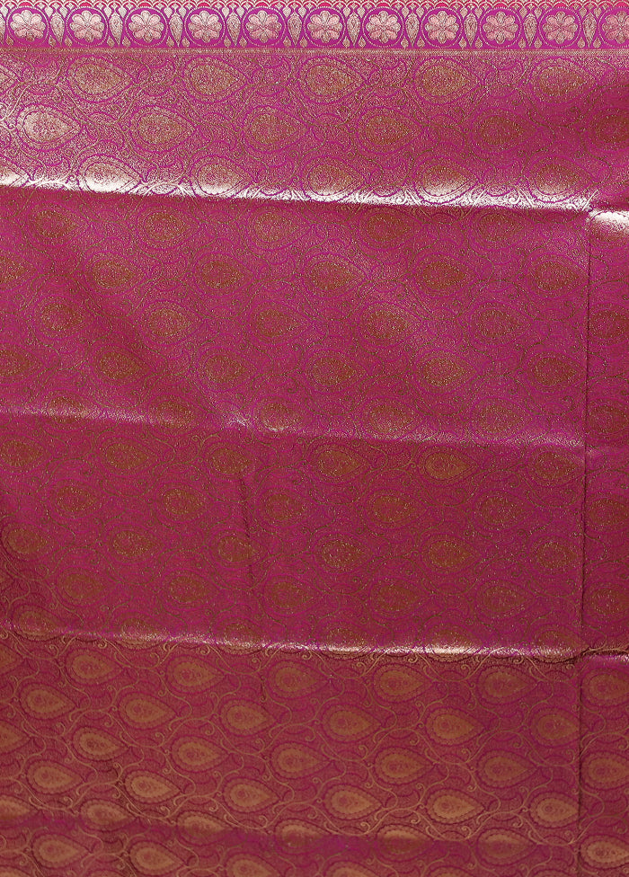 Purple Banarasi Silk Saree With Blouse Piece