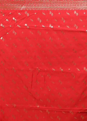 Red Banarasi Silk Saree With Blouse Piece