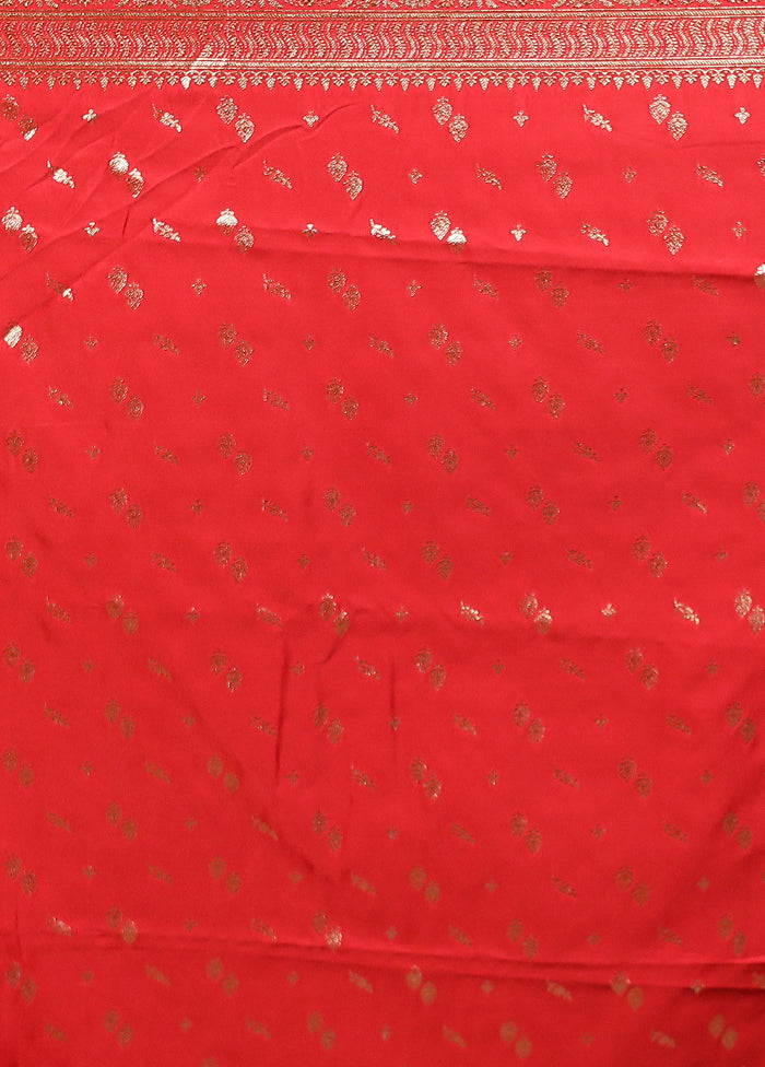 Red Banarasi Silk Saree With Blouse Piece