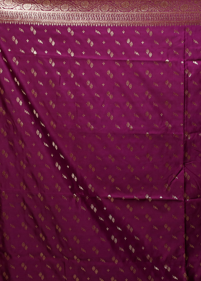 Purple Banarasi Silk Saree With Blouse Piece
