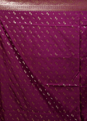Purple Banarasi Silk Saree With Blouse Piece