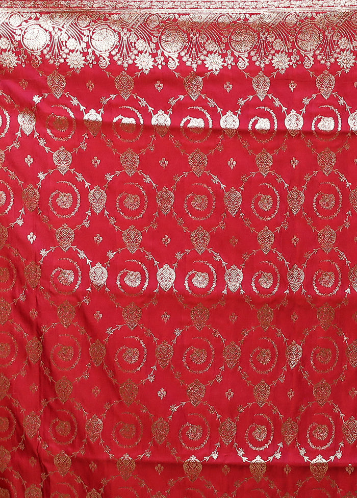 Pink Banarasi Silk Saree With Blouse Piece