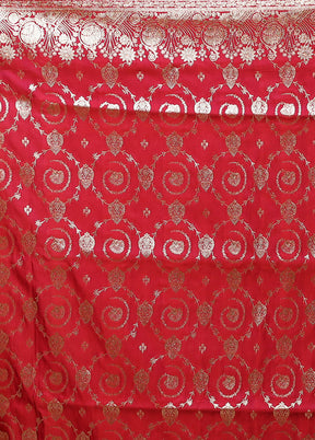 Pink Banarasi Silk Saree With Blouse Piece