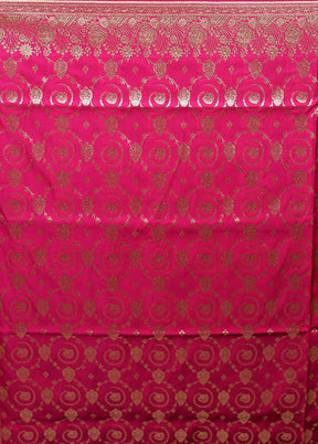 Pink Banarasi Silk Saree With Blouse Piece