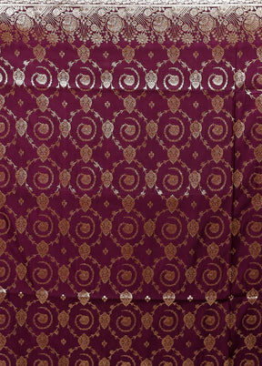 Purple Banarasi Silk Saree With Blouse Piece