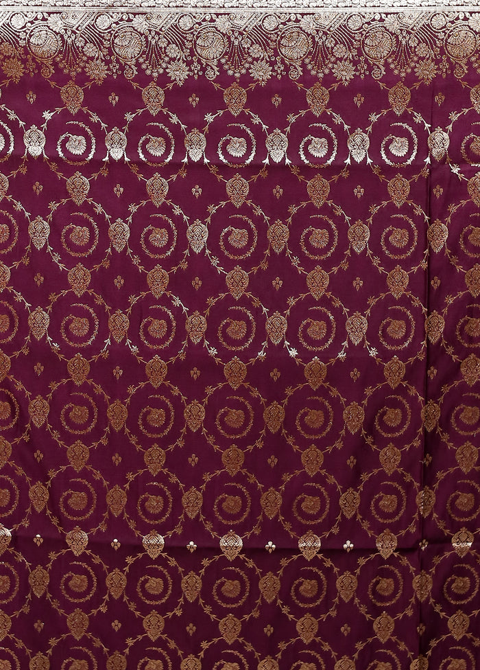 Purple Banarasi Silk Saree With Blouse Piece