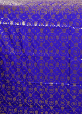 Blue Banarasi Silk Saree With Blouse Piece
