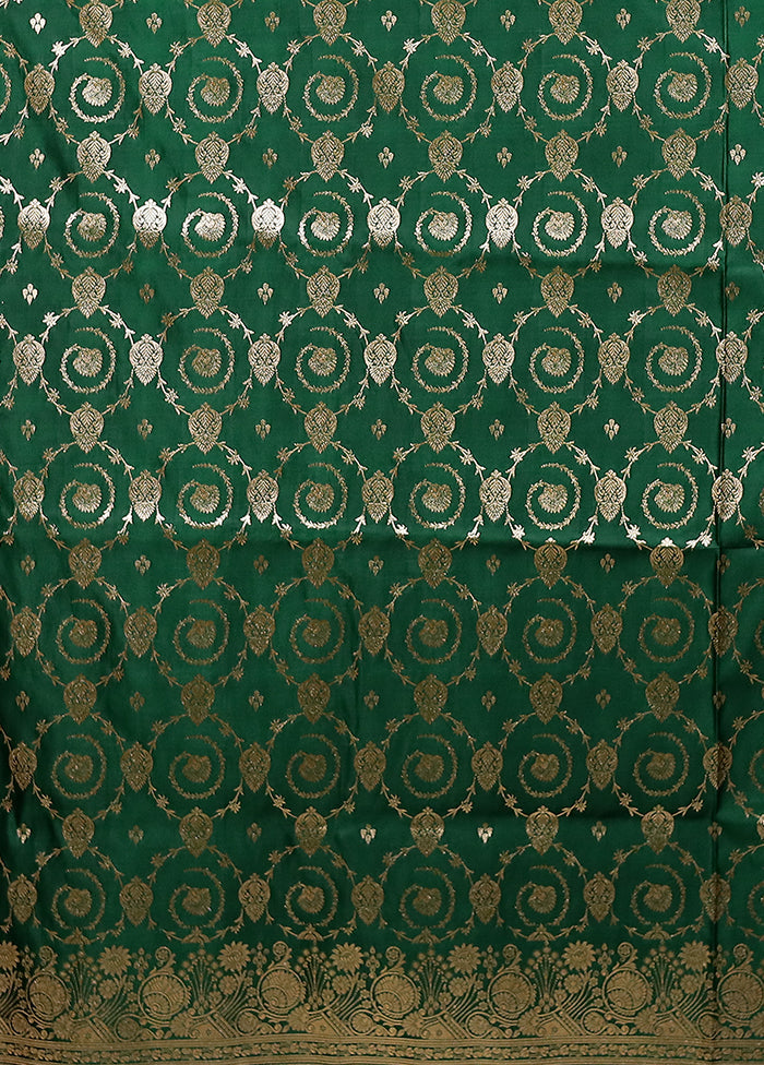 Green Banarasi Silk Saree With Blouse Piece