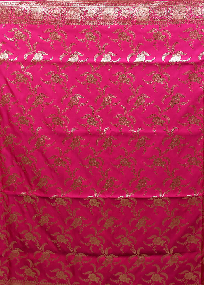 Pink Banarasi Silk Saree With Blouse Piece