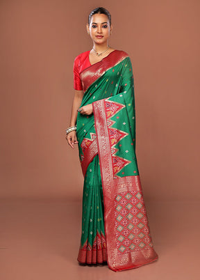 Green Dupion Silk Saree With Blouse Piece