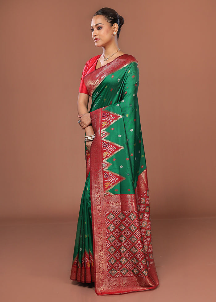 Green Dupion Silk Saree With Blouse Piece