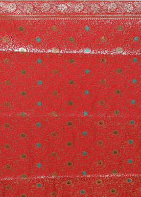 Red Banarasi Silk Saree With Blouse Piece