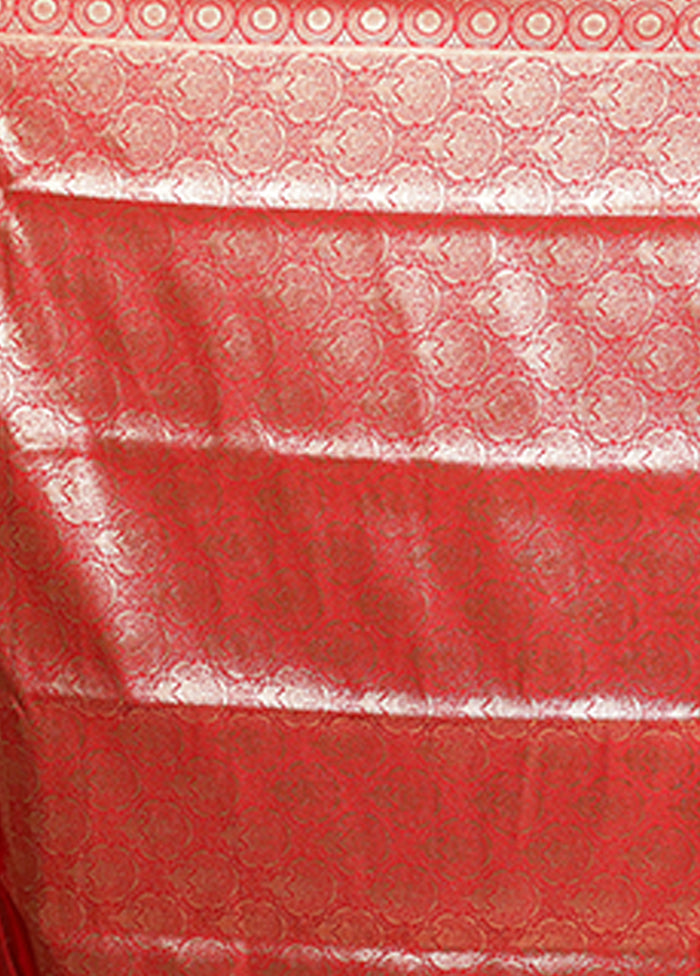 Red Banarasi Silk Saree With Blouse Piece
