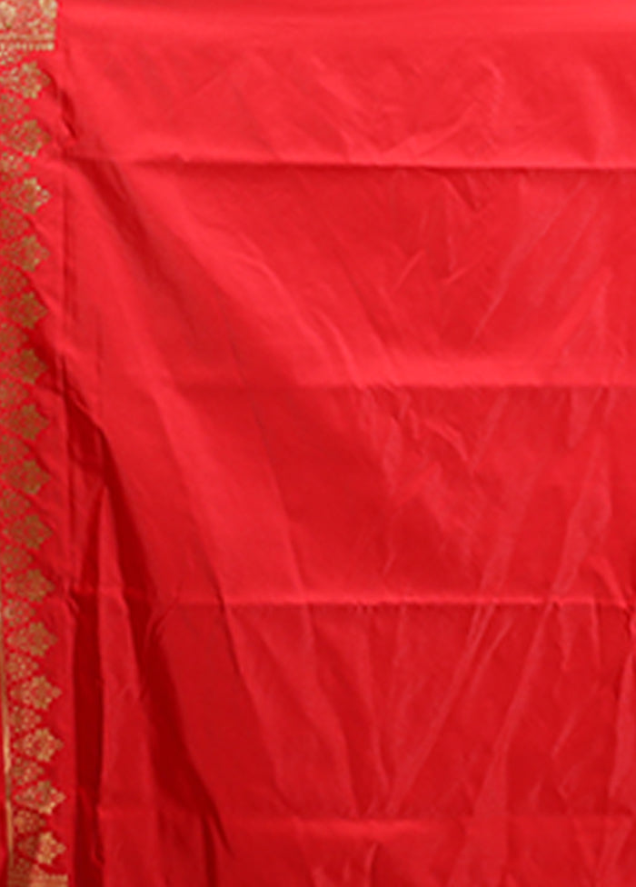 Red Banarasi Silk Saree With Blouse Piece