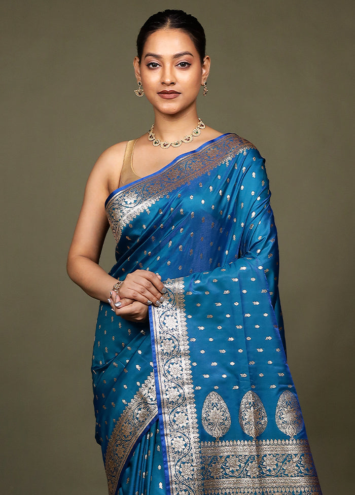 Green Banarasi Silk Saree With Blouse Piece
