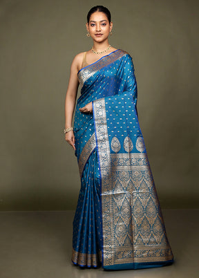 Green Banarasi Silk Saree With Blouse Piece