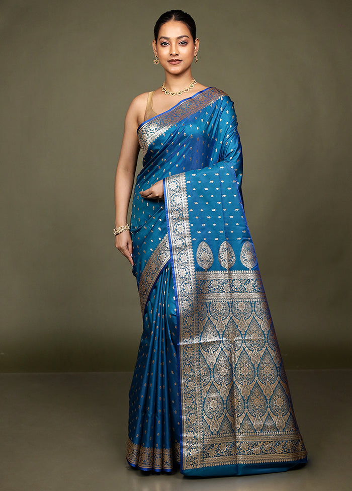 Green Banarasi Silk Saree With Blouse Piece