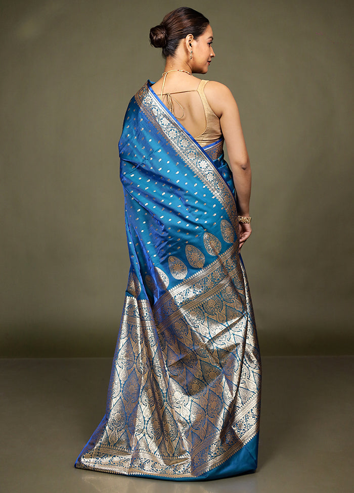 Green Banarasi Silk Saree With Blouse Piece