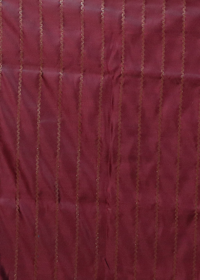 Maroon Banarasi Silk Saree With Blouse Piece