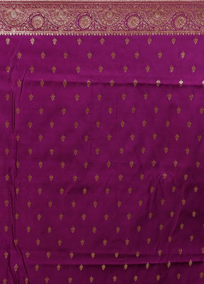 Purple Banarasi Silk Saree With Blouse Piece