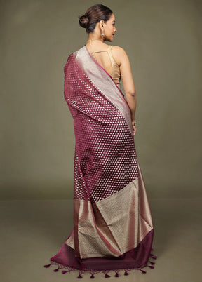 Purple Kora Silk Saree With Blouse Piece
