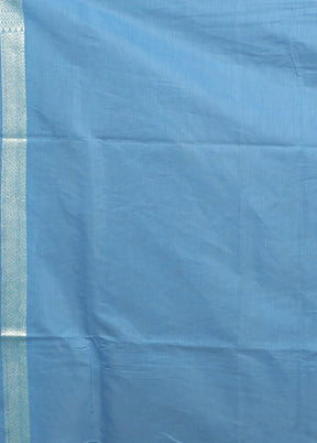 Blue Kora Silk Saree With Blouse Piece