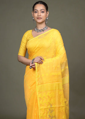 Yellow Tant Jamdani Saree Without Blouse Piece