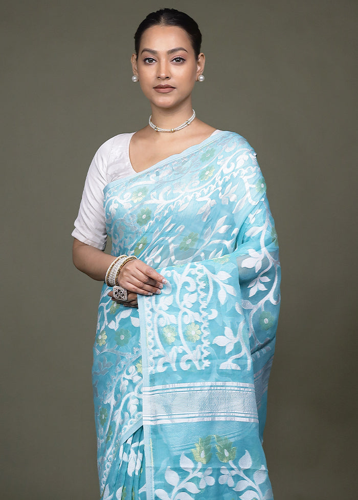 Green Jamdani Cotton Saree Without Blouse Piece