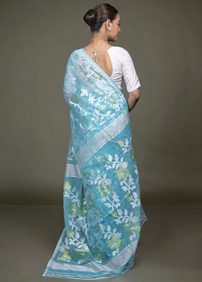 Green Jamdani Cotton Saree Without Blouse Piece