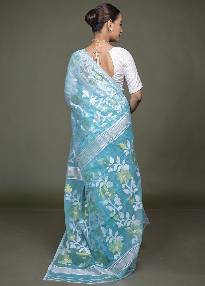 Green Jamdani Cotton Saree Without Blouse Piece